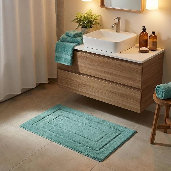 GRANNY SAYS Sage Green Bathroom Rug 16" x 24", Non-Slip Bath Mat | Ultra-soft, with durable TPR backing for reliable grip, fast water absorption, machine washable for small bathroom spaces