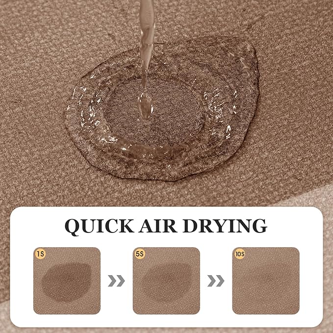 Non Slip Bath Mat, Thin Bathroom Rugs Fit Under Door, Quick Dry Bath Mats, Machine Washable Bath Rugs for Bathroom, Bathtub & Kitchen, Bathtub, Light Brown/Bordered/36 x24