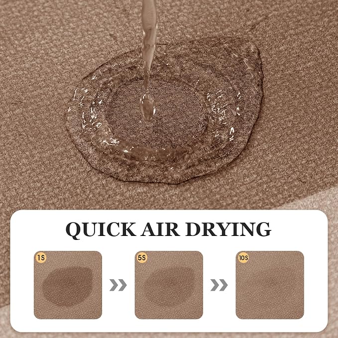 Non Slip Bath Mat, Thin Bathroom Rugs Fit Under Door, Quick Dry Bath Mats, Machine Washable Bath Rugs for Bathroom, Bathtub & Kitchen, Bathtub, Light Brown/Bordered/48 x20
