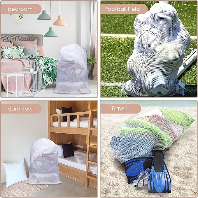 Meowoo Large Mesh Laundry Bag, 27×36inch Heavy Duty Mesh Laundry Bags Drawstring Lockable, Laundry Hamper Liner, Machine Washable, for Travel,Storage, Sports Factories, Dorms, Black 1pcs