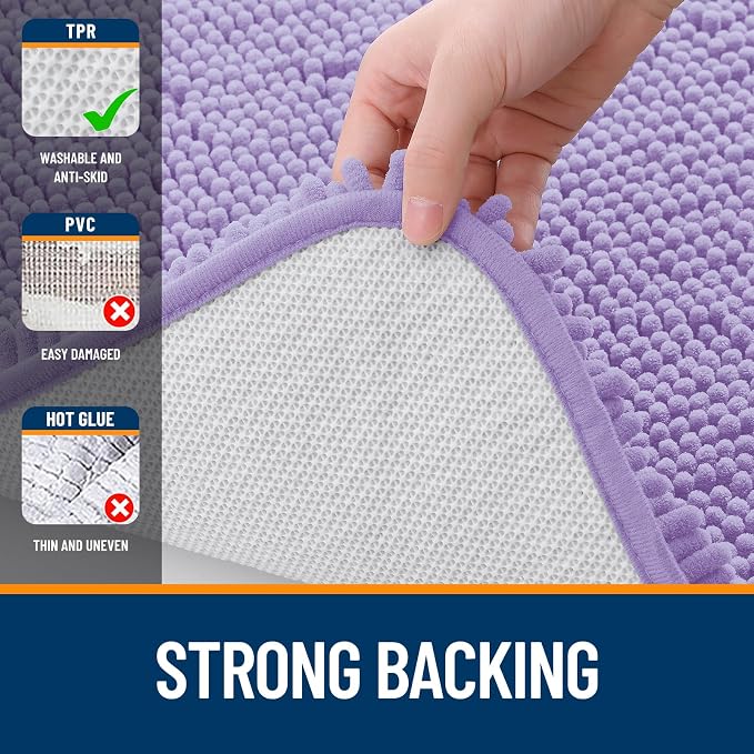 OLANLY Large Bathroom Rugs 70x46, Extra Soft Absorbent Chenille Bath Rugs | Lavender, Quick-Drying Rubber Backing, Machine Washable Bath Mat for Bathroom Floor, Tub and Shower, Home Decor Accessories