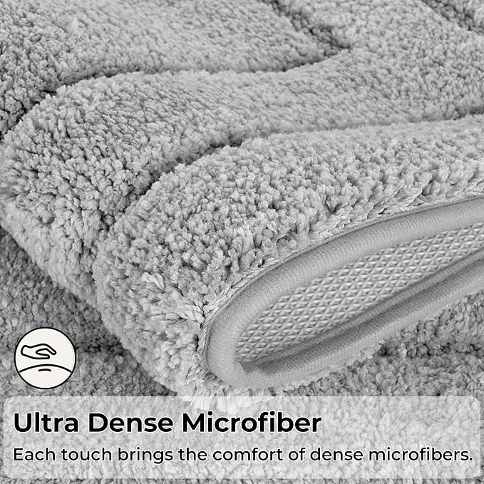GRANNY SAYS Gray Bathroom Runner Rug 24" x 43", Soft Microfiber Bath Mat | Non-Slip long rug with TPR Backing, Absorbent, Machine Washable Extra Large Bath Rugs for Double Vanity, Shower, Tub