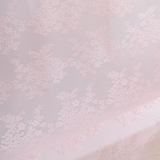 TUDECO Pink Lace Shower Curtain 84 Inch Longh with Attached Valance | 72W x 84L Inch, Long Bathroom Curtain, Coquette Feminine Charm, Soft Color, Brightens Space, Scalloped Edges Reinforced Holes