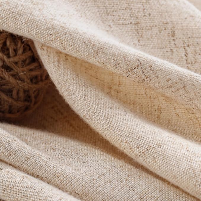 Farmhouse Shower Curtain Ruffle Linen Beige 72" W x 84" L | Linen Fabric, Farmhouse Boho, Bottom Ruffle, Rustic, Country, Natural Look, Washable, Shower Curtain for Bathroom Bathtub