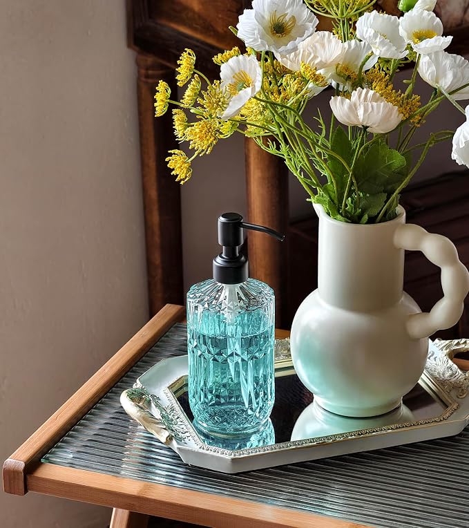 JASAI 18Oz Clear Glass Soap Dispenser with Black Rust Proof Pump | Refillable Kitchen soap Dispenser Thick Glass, Soap Dispenser Bathroom for Hand soap, Dish Soap, Lotion, Body Wash.
