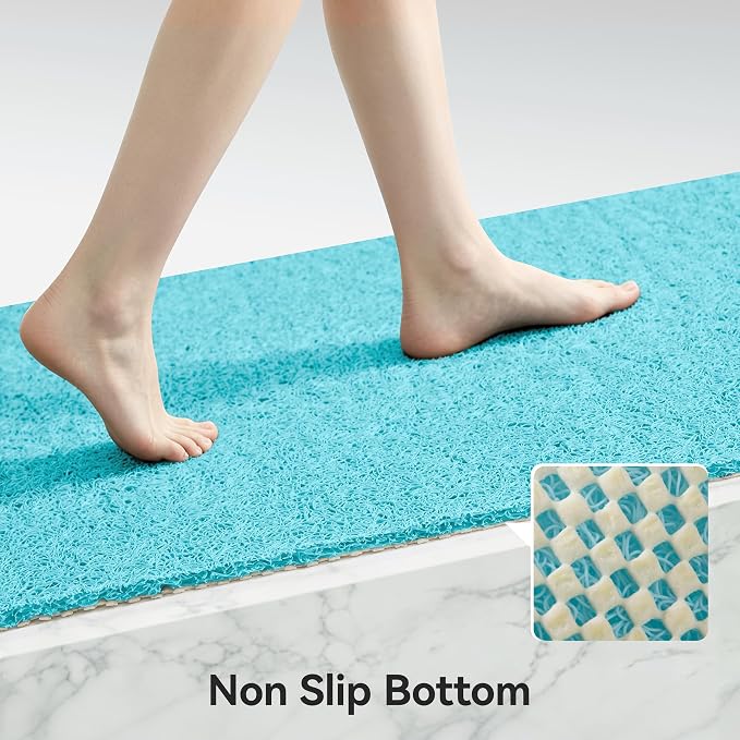 Soft Textured Bath, Shower, Tub Mat, 24x16 Inch, Phthalate Free, Non Slip Comfort Bathtub Mats with Drain, PVC Loofah Bathroom Mats for Wet Areas, Quick Drying