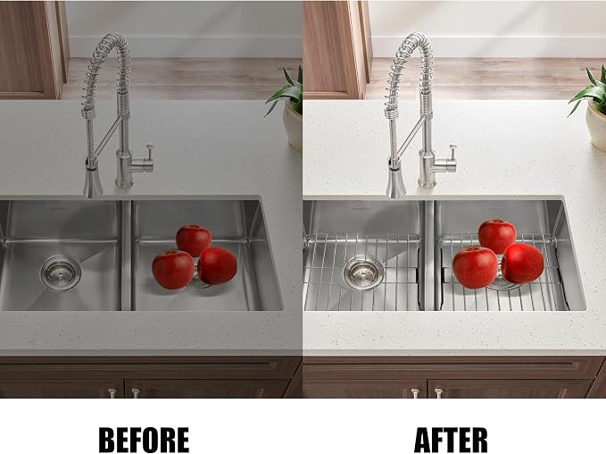SunnyPoint 304 Stainless Steel Sink Protector Rack – Rust-Resistant Grid for Kitchen Sink Bottom, Scratch Prevention, Drainage Support – Fits Sinks 10.75" x 12.4", Center Drain Hole Required