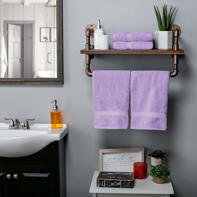 SUPERIOR Egyptian Cotton Plush & Absorbent, Hand Towel Set of 4, Purple | Quick Dry, Soft Luxury Towel Set, Bath Essentials for Bathroom, Guest Bath, Spa, 4 Piece Set, Madeline Towels