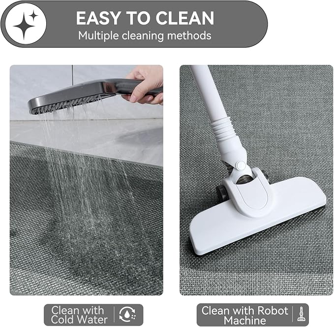 Bathroom Runner Rug, Long Thin Bath Mat Fit Under Door, Grey 17x47 | Quick Dry Absorbent, Rubber Backing Washable Large Bathmat, Shower Mat for Bathroom Floor, Tub and Outside Shower