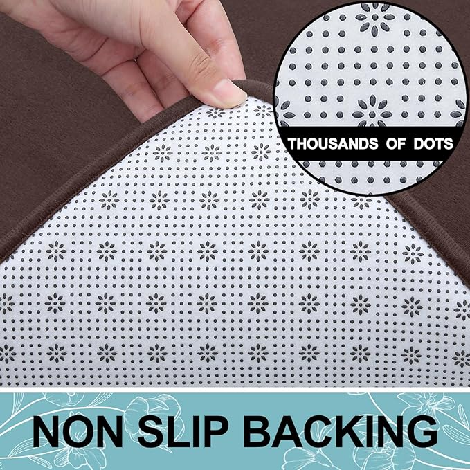 Smiry Memory Foam Bath Mat 47x17, Extra Soft and Absorbent Bathroom Rugs | Brown, Quick Dry Machine Washable Non-Slip Bath Mat for Bathroom Floor, Shower and Tub