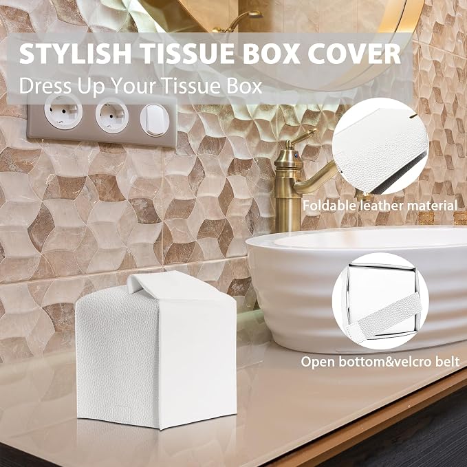 Bathroom Accessory Set, 10 Piece White Bathroom Set Complete | Includes Trash Can, Soap Dispenser, Toothbrush Holder, Soap Holder, Tumbler, Toilet Brush, Tray, Qtip Holders, Tissue Cover