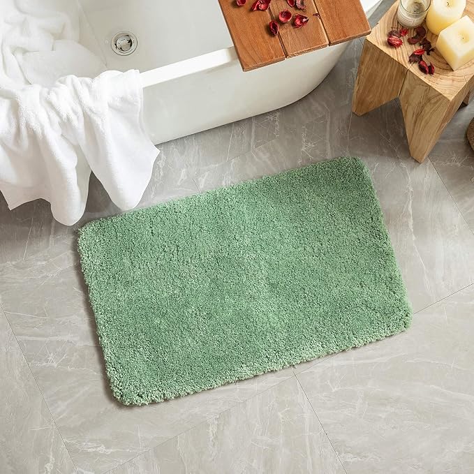 MIULEE Sage Green Bathroom Rugs Soft Microfiber Bath Mat 20x30 Inch | Absorbent, Non Slip, Quick Dry, Fluffy Bath Rugs for Bathroom Floor Tub Showers, Machine Washable