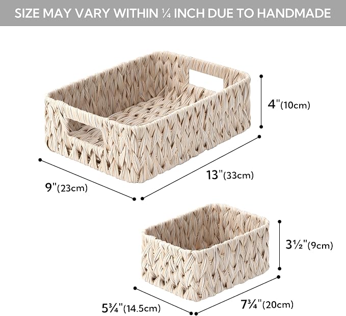 GRANNY SAYS Wicker Baskets for Shelves, Woven Wicker Basket Small | Small Woven Storage Baskets for Shelf, Rattan Basket for Organizing, Wicker Basket Set, 3-Pack Small Waterproof Baskets