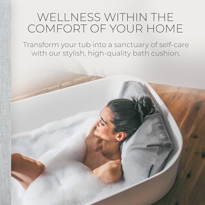BADESOFA® Luxury Bath Pillow M in Grey, Quick-Drying Bath Back Pillow | Thick & Comfortable Tub Pillow for Bathtub, Full Body Support, Premium Spa Cushion, Luxury Bath Gift
