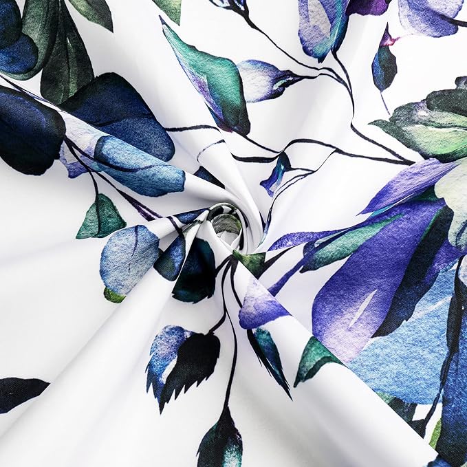 Green Eucalyptus Shower Curtain, Watercolor Floral Print, 72x96 | Watercolor Plant Leaves Floral Print, Extra Long Waterproof Fabric Bathroom Decor, Machine Washable, Rustproof Grommets
