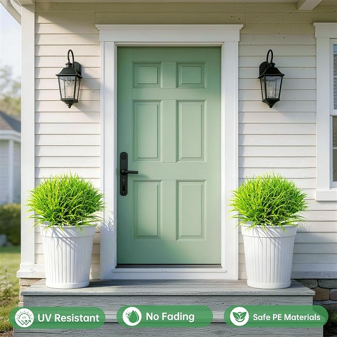 Gipsot 15 Bundles Artificial Plants Faux Monkey Grass UV Resistant No-Fade | Adjustable Height Fake Greenery Indoor & Outdoor Decor for Window Garden Porch Patio Pathway Hanging Planter Front Yard