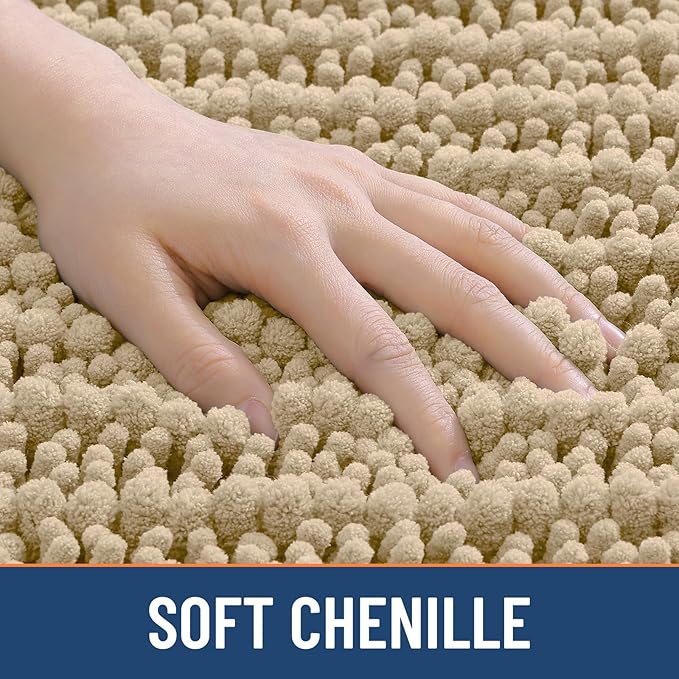 Smiry Bathroom Rugs Round 30X30, Extra Soft Rubber Backing Bath Mats | Beige Machine Washable Non Slip Quick Dry Bath Mats for Bathroom Floor, Tub, Shower, Home Decor Accessories