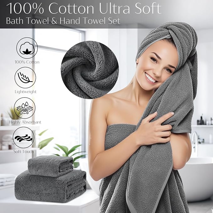 32PCS Bathroom Accessories Set Bathroom Set,Grey Shower Curtain Set,Bath Towel Set,Hand Towel,Toilet Brush,Trash Can & 3PCS Soap Dispenser