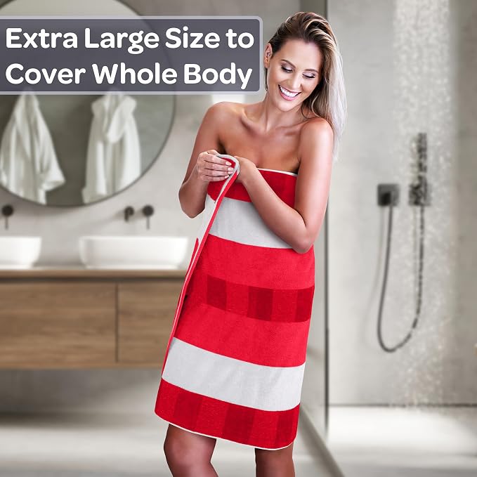 6 Piece Towel Set - 525 GSM 100% Cotton Bathroom Accessories - 2 Bath Towels, 2 Hand Towels, and 2 Wash Cloths - Soft and Absorbent Bath Sheets for Shower, Gym, Dorm, and Spa by Lavish Home (Red)