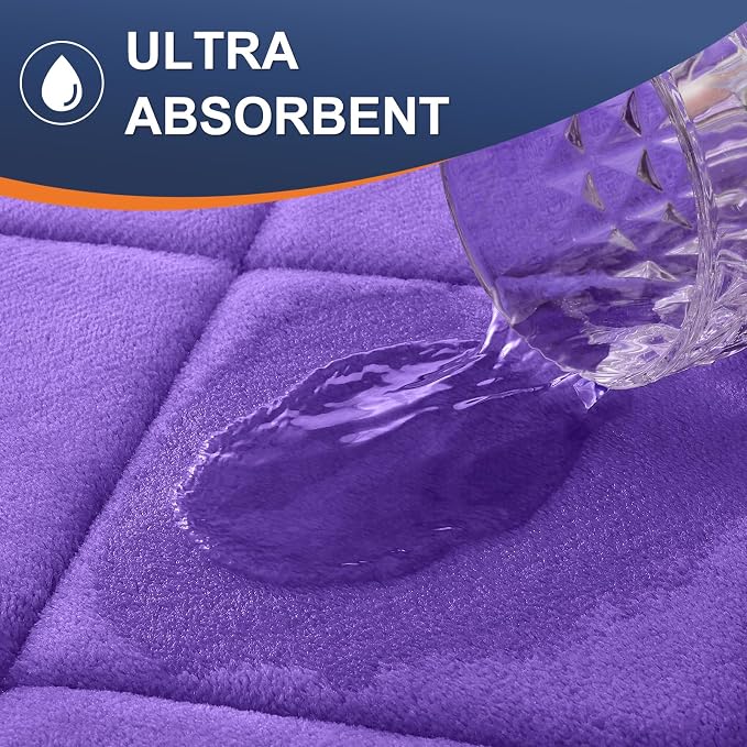 OLANLY Memory Foam Toilet Rugs U-Shaped 24x20, Ultra Soft and Absorbent | Purple, Quick Dry Commode Contour Rugs, Machine Washable, Comfortable Bathroom Contour Bath Mats for Toilet Base