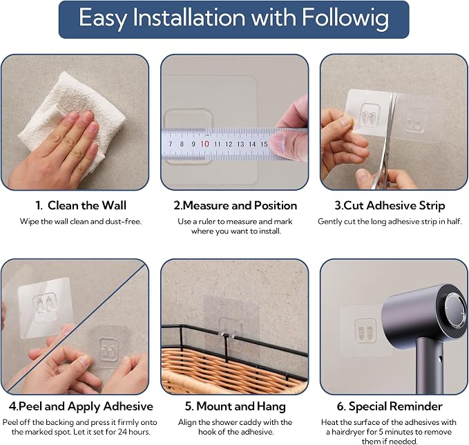 GRANNY SAYS Corner Shower Caddy Adhesive, Wicker Shower Organizers | 2 Pack Rustproof Corner Shelves, Hanging Wicker Shower Organizers and Storage, Inside Shower Shelves for Apartment Decor