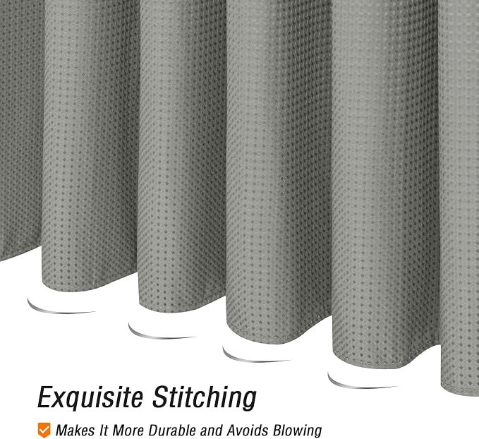 Long 230GSM Grey Shower Curtain, 72 x 78 | 230GSM Tall Fabric Shower Curtain for Bathroom, Water Repellent, Machine Washable