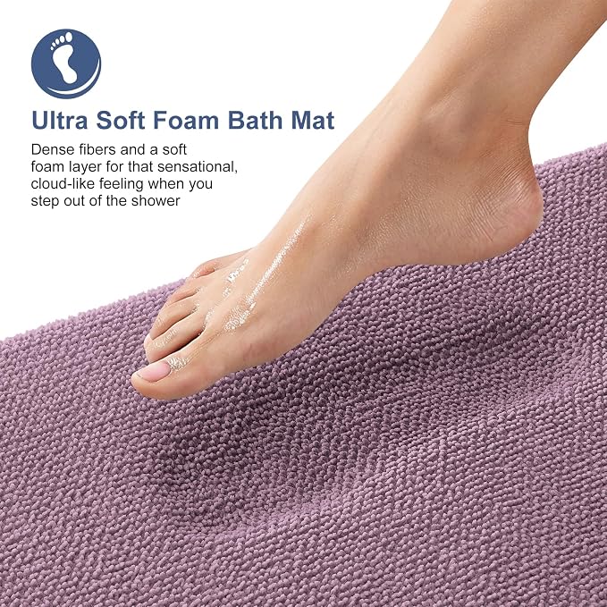 OLANLY Memory Foam Bathroom Runner Rug 47x24, Absorbent Long Mat, Deep Plum | Soft Quick Dry Bath Rugs, Non-Slip Carpet, Machine Washable Mat for Bathroom Floor, Tub and Shower, Home Decor Accessories