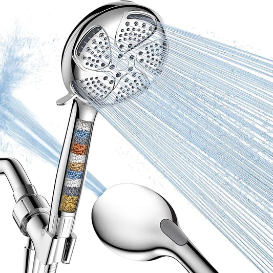FEELSO Filtered Shower Head with Handheld, High Pressure 7-Spray Showerhead | Shower Filter Head for Hard Water, Remove Chlorine, Reduce Dry Itchy Skin, Anti-clog Nozzles, Power Wash to Clean Tub&Pet