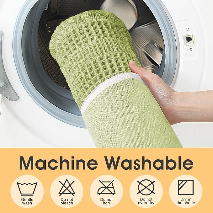 Waffle Bath Mat Sage Green 5'x2', Boho Woven Modern Bath Mat Rugs, Absorbent Non Slip Bathroom Rugs, Soft Washable Bath Rugs with Tassels for Bathroom, Bedroom, Kitchen, Shower, Tub