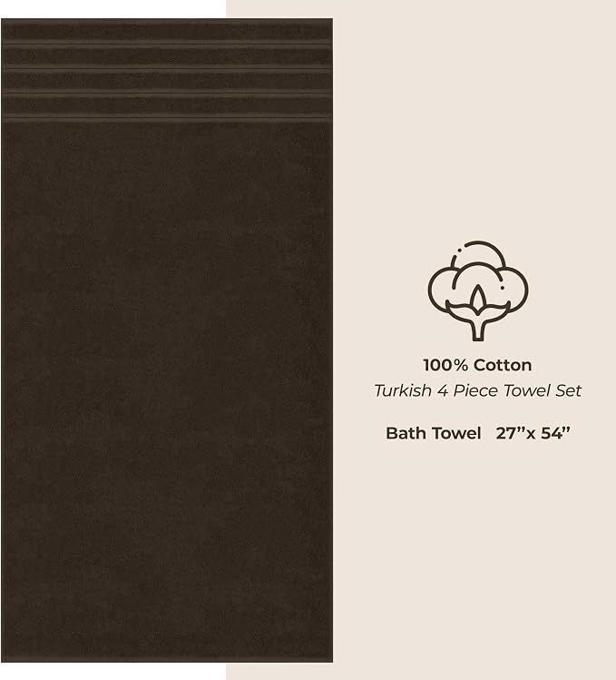 American Soft Linen 100% Cotton Luxury Turkish Towels, 4 PC Bath Towel Set | Soft Absorbent Quick Dry OEKO Tex Standard 100 Certificated Durable Machine Washable Premium Hotel Quality