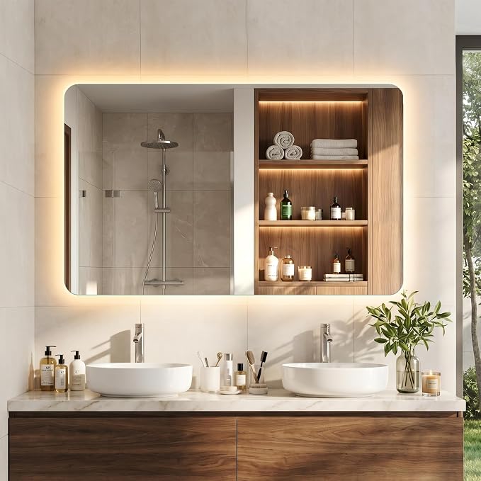 30"x48" Frameless LED Backlit Bathroom Mirror Dimmable | 3 Colors Temperature, HD Tempered Glass, High Lumen, Touch Control, Horizontal/Vertical for Bathroom, Closet, Vanity