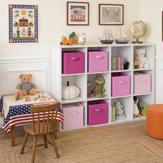 Cupic Cupid 6-Pack 11x11 Storage Cubes, Fabric Cube Bins, Pink Gradient | Foldable, Reinforced Front Handle, Holds Clothes, Toys, Daily Essentials and More, Fits Shelves, Nursery, Playroom