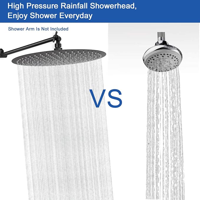 NearMoon Rain Shower Head, Ultra-Thin Design-Pressure Boosting, Awesome Some Experience, High Flow Stainless Steel Rainfall Head (16 Inch, Matte Black)
