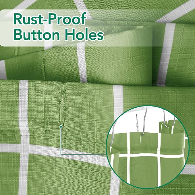 Biscaynebay Extra Long Sage Green Shower Curtain for Bathroom-72x84 Inch Fabric Modern Farmhouse Faux Linen Textured Grid Plaid Shower Curtains, Minimalist Simple Geometric Neutral Decor Washable