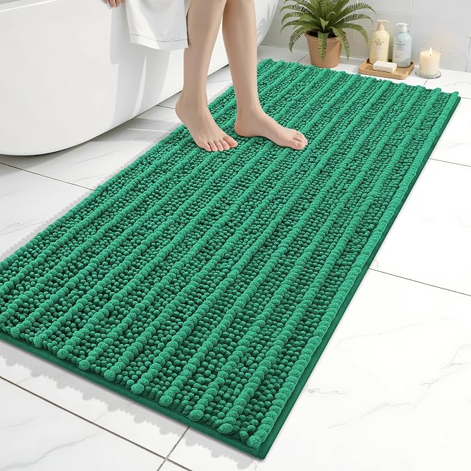 Arotive Bathroom Rugs Mat 47x24, Soft Absorbent Chenille Shaggy Bath Mat | Emerald, Machine Wash Dry, Bath Rugs for Bathroom Floor, Tub and Shower, Home Decor Accessories