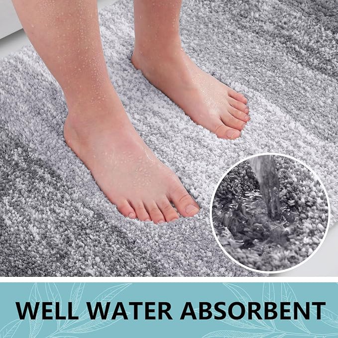 Arotive Microfiber Bathroom Rugs, Shaggy Soft Absorbent Bath Rug, 40x24 | Grey, Rubber Backing Thick Plush Machine Washable Dry Bath Mats for Bathroom, Tub and Shower, Rectangular