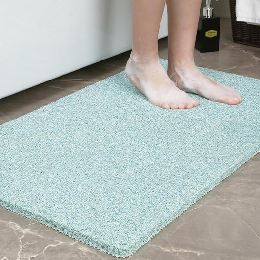 0.6" Extra Thick Non Slip Shower Mat, PVC Loofah Shower Mat with Drain, Quick Drying Bath Mat for Inside Shower, Bathtub Mats Foot Scrubber for Elderly, Bathroom, Kitchen, Wet Areas, 27x16 Inches