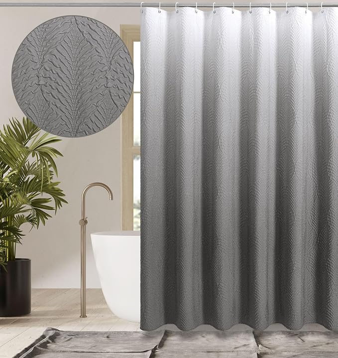 Ombre Grey Shower Curtain for Bathroom, Farmhouse Bath Curtain 72x72