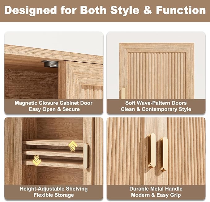 Bathroom Storage Wall Cabinet, Over the Toilet Storage Cabinet Above Toilet Storage, Medicine Cabinet with Adjustable Wood Shelf & Doors for Laundry Room & Kitchen & Living Room (Natural Oak)