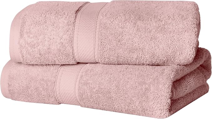 SUPERIOR Egyptian Cotton Plush & Absorbent, Bath Towel Set of 2, Tea Rose | Quick Dry, Soft Luxury Towel Set, Bath Essentials for Bathroom, Guest Bath, Spa, 2 Piece Bath, Madeline Towels