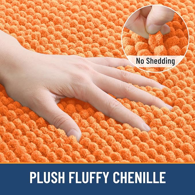 Arotive Chenille Bathroom Rugs 36x24, Soft Absorbent Bath Mat, Coral | Rubber Backing, Machine Washable Dry Bath Mats for Bathroom Floor, Tub and Shower, Home Decor Accessories