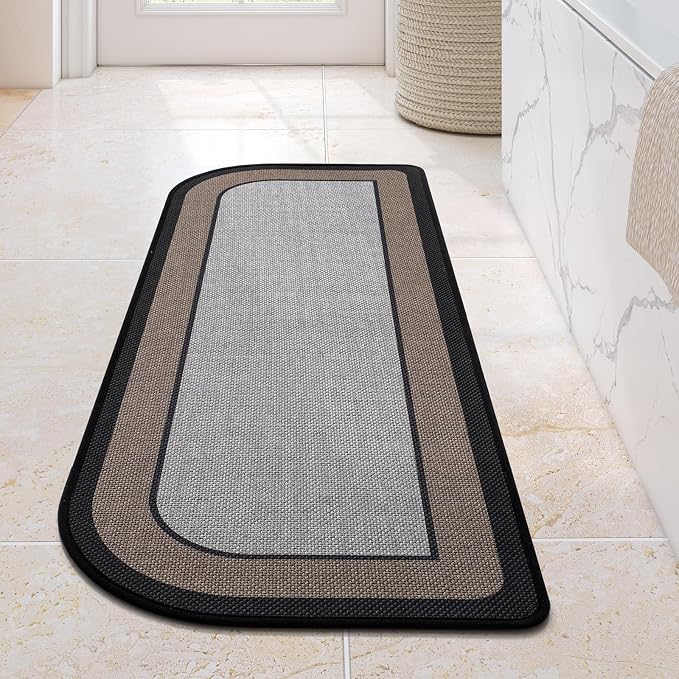 Bathroom Runner Rug, Long Thin Bath Mat Fit Under Door, Grey 24x48 | Quick Dry Absorbent, Rubber Backing Washable Large Bathmat, Shower Mat for Bathroom Floor, Tub and Outside Shower