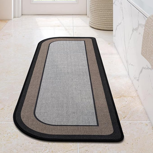 Bathroom Runner Rug, Long Thin Bath Mat Fit Under Door, Grey 24x48 | Quick Dry Absorbent, Rubber Backing Washable Large Bathmat, Shower Mat for Bathroom Floor, Tub and Outside Shower