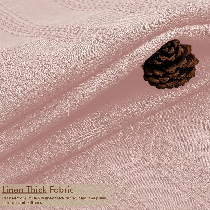 Pink Shower Curtain 78 Inch Long, Boho Thick Linen Textured Shower Curtain with Tassel, Farmhouse Minimalist Striped Weighted Machine Washable Bathroom Decor, 72Wx78L Inches