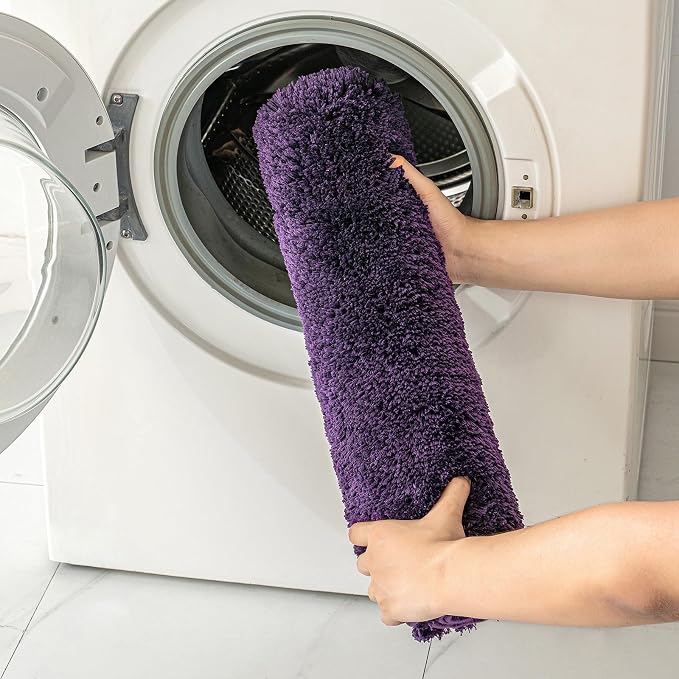 MIULEE Dark Purple Bathroom Rugs Soft Microfiber Bath Mat 20x30 Inch | Absorbent, Non Slip, Quick Dry, Fluffy Bath Rugs for Bathroom Floor Tub Showers, Machine Washable