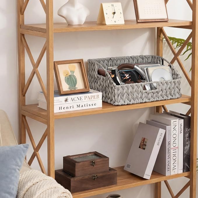 GRANNY SAYS Wicker Baskets for Organizing, Large Waterproof Wicker Basket | Wicker Storage Baskets for Pantry, Open Front Basket for Shelves, Kitchen Storage Baskets, Decorative Basket for Home Decor