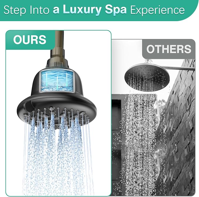 Cobbe Filtered Shower Head, 7 Modes High Pressure Shower Heads Matte Black | Shower Head with Filters for Hard Water for Remove Chlorine and Harmful Substances (Midnight Black Matte, 5 Inch Round)
