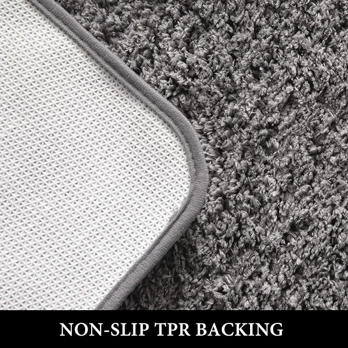MIULEE Grey Bathroom Runner Rugs Soft Microfiber Bath Mat 24x44 Inch | Absorbent, Non Slip, Quick Dry, Fluffy Bath Rugs for Bathroom Floor Tub Showers, Machine Washable