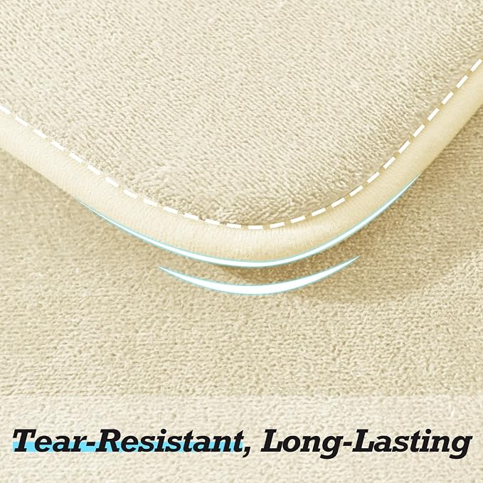 Bathroom Rugs Sets 3 Piece, Non-Slip & Quick Dry Bath Mat Set, Ultra Soft Velvet Bath Rugs for Bathroom, Toilet and Shower Floor, Cream Yellow