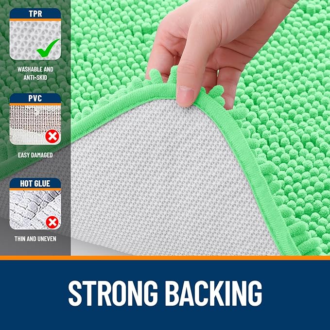 OLANLY Bathroom Rugs 30x20, Extra Soft Absorbent Chenille Bath Rugs | Mint Green, Quick-Drying Rubber Backing, Machine Washable Bath Mat for Bathroom Floor, Tub and Shower, Home Decor Accessories